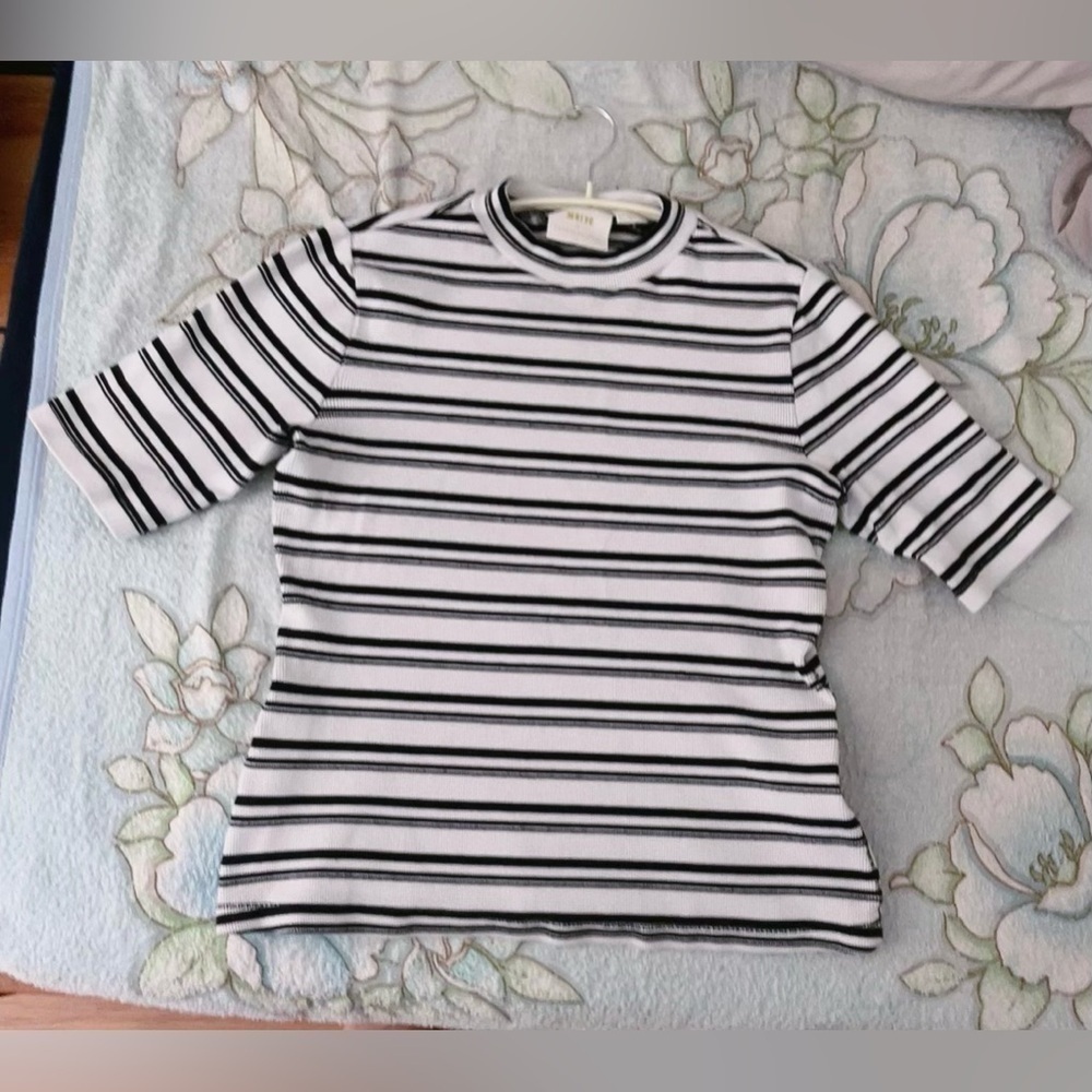 MAEVE ANTHROPOLOGIE MOCK NECK RIBBED BLOUSE TOP XS - Picture 8 of 14